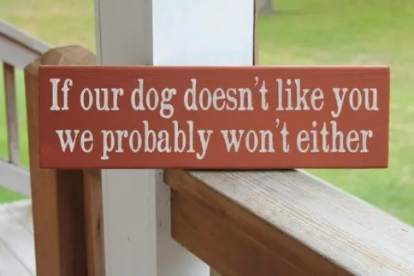 we dont like you dog sign