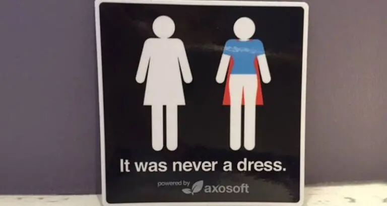 Woman Transformed Into Superhero Bathroom Signs