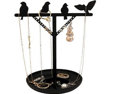 bird jewelry stand black