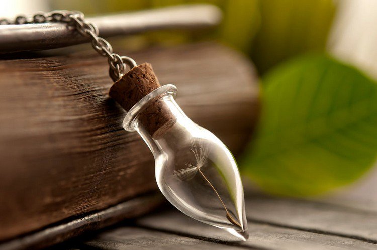 dandelion lightbulb necklace