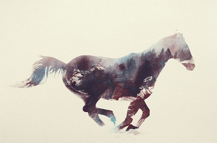 double exposure horse