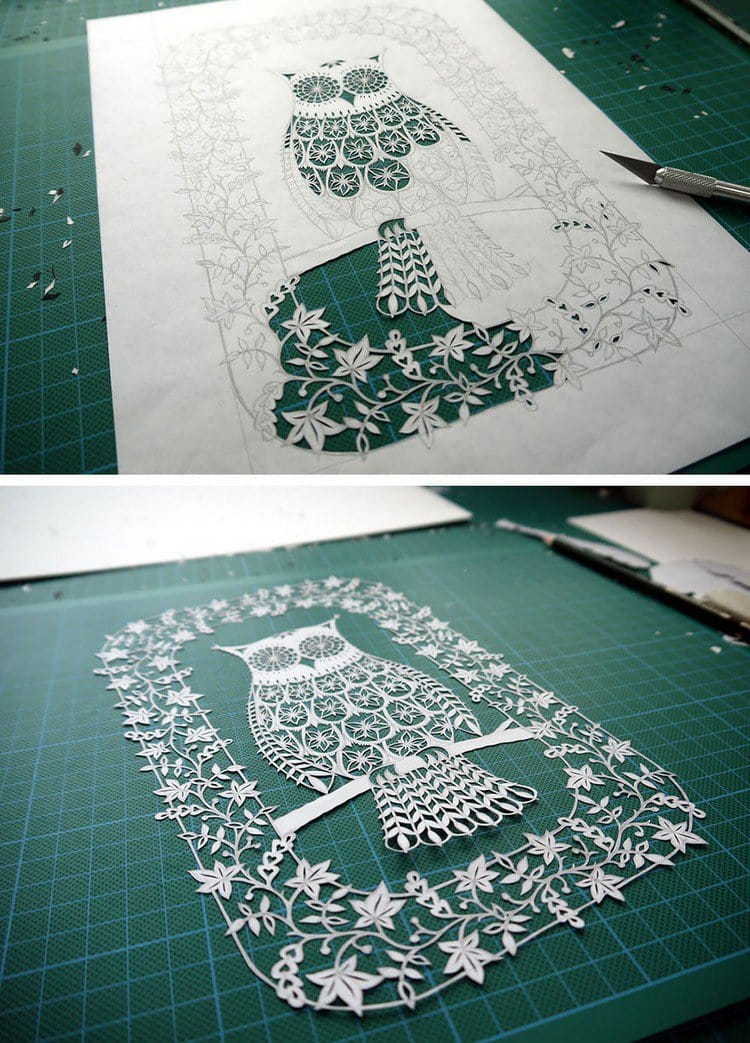 owl paper cut