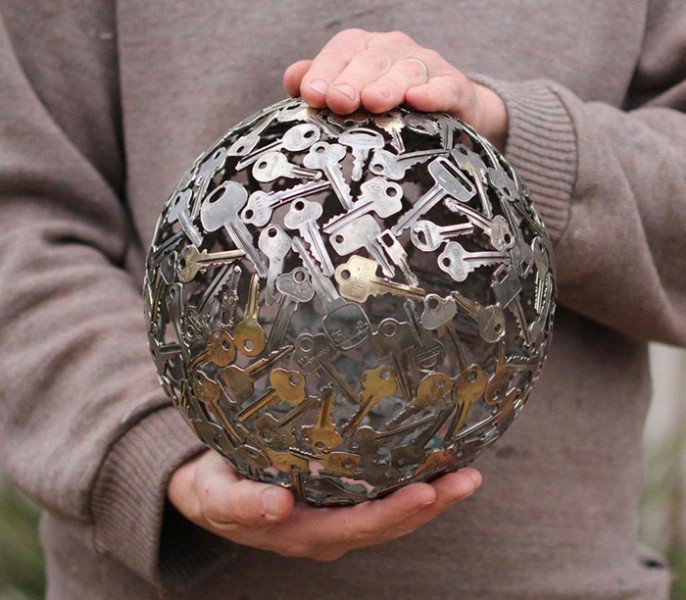 These Beautiful Sculptures Are Made Out Of Keys And Coins