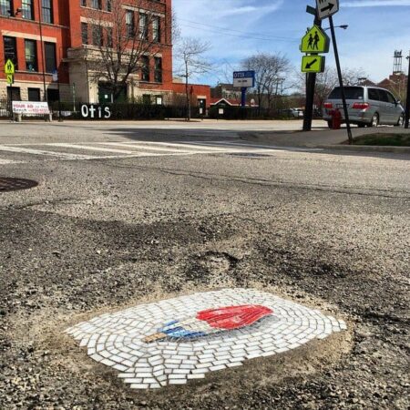 Red Pothole Artist Jim Bachor Fixes Chicago Potholes First With Flowers And Now ...