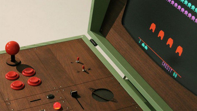 retro gaming cabinet up close