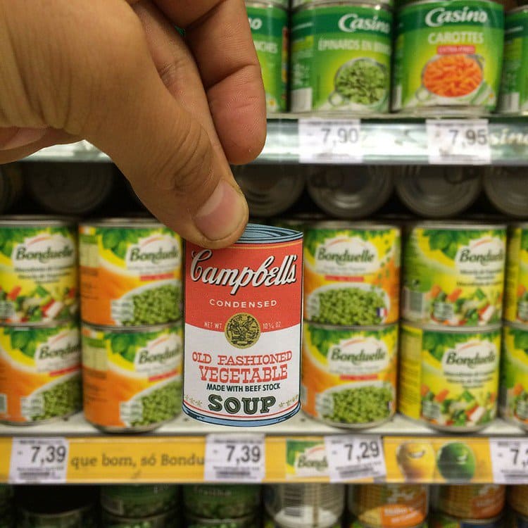 soup tin art shelf