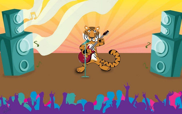 tiger singing guitar