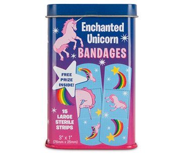 unicorn bandages tin