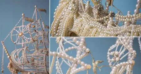Artist Made Galleons From Old Pearl Necklaces
