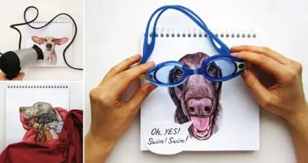 Dog Portraits Interact With Real Objects