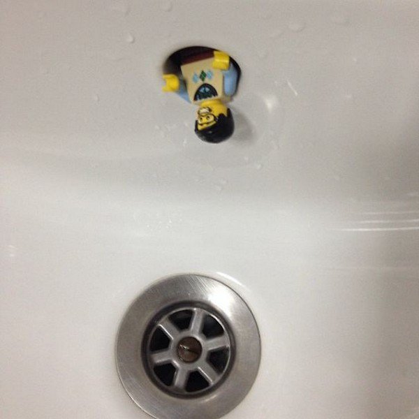 LEGO figure sink hole