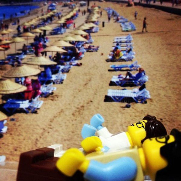 LEGO figures sunbathing