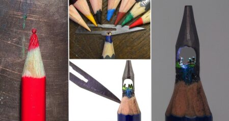 Microscopic Worlds Carved Into Pencil Tips