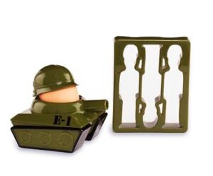 Tank Egg Cup And Soldier Toast Cutter boiled
