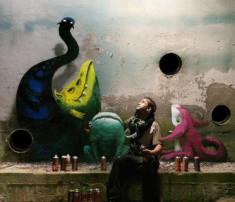 artist monsters spraypainted