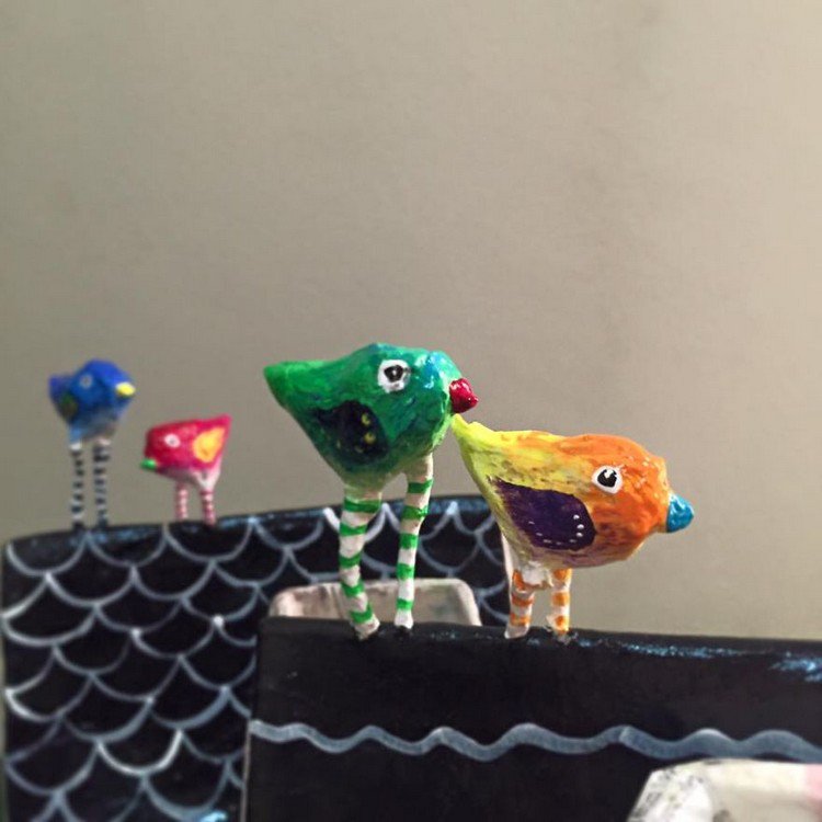 birds paper mache