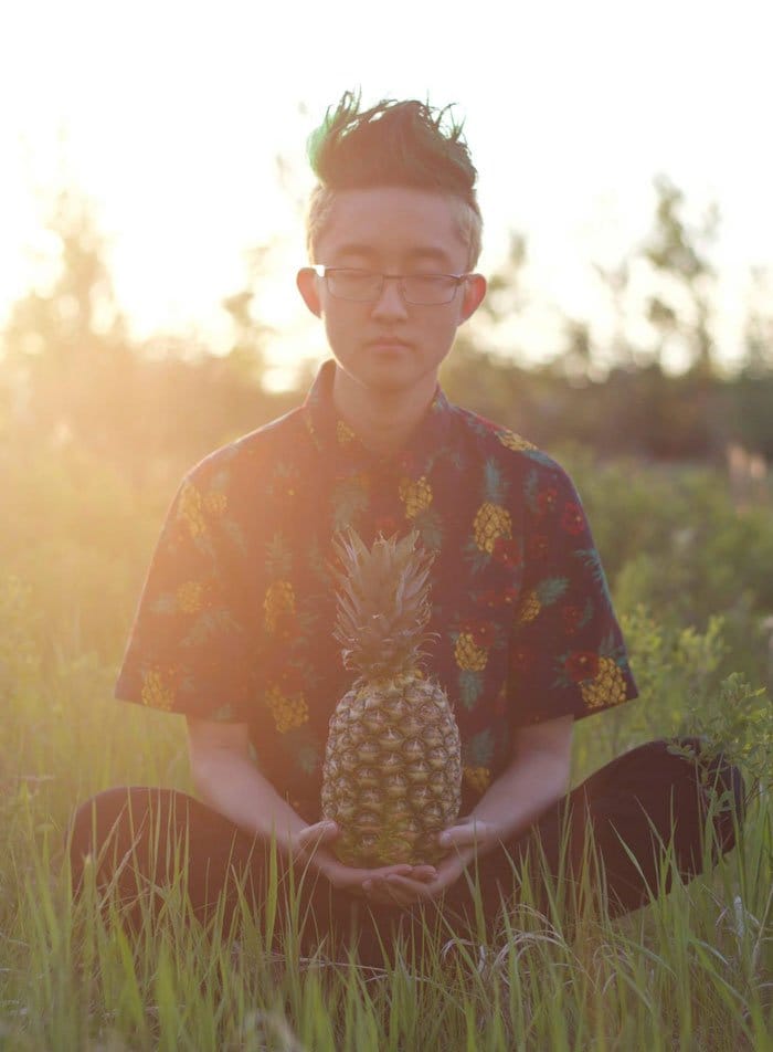 boy crossed legs pineapple