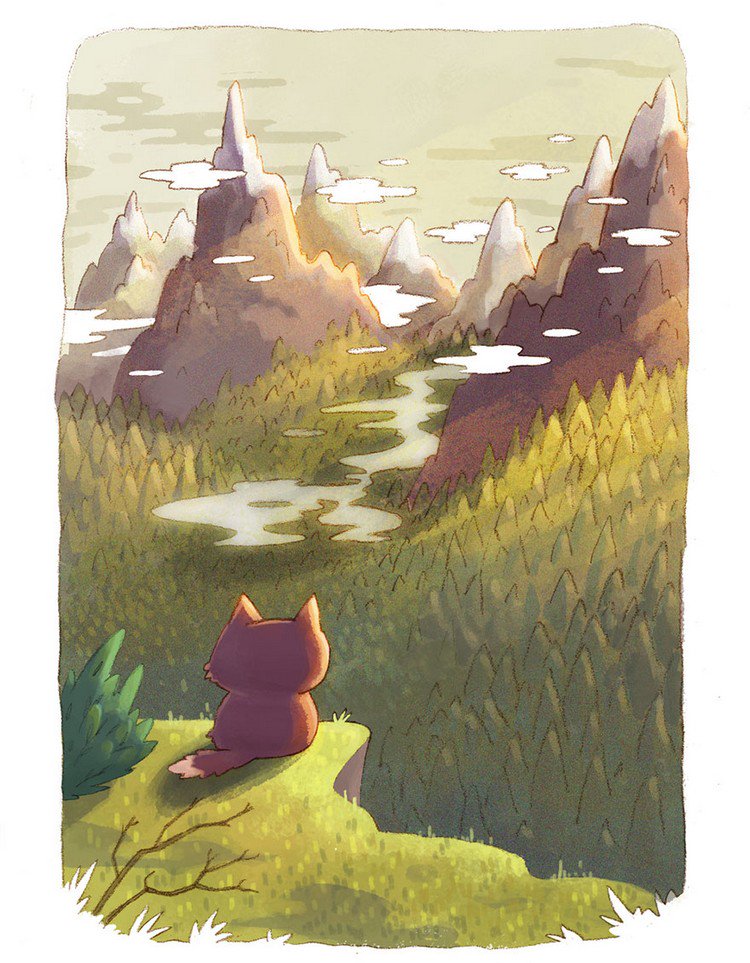 cat forest mountains