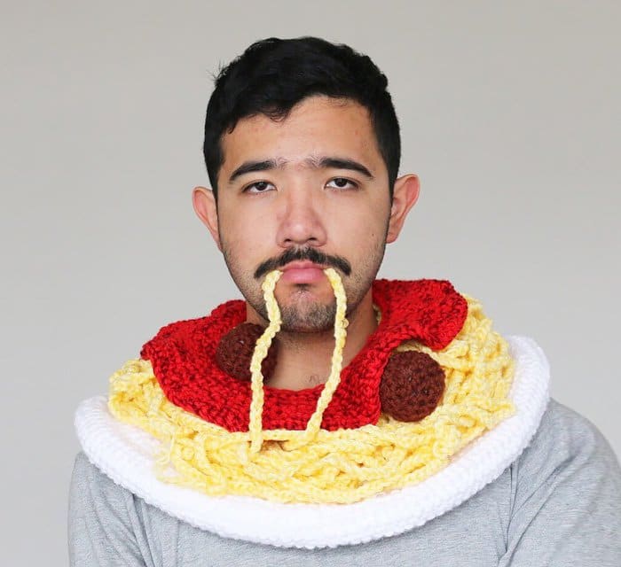 crochet pasta man
