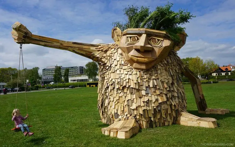 giant wood sculpture swing