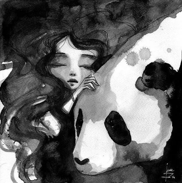 girl eyes closed panda