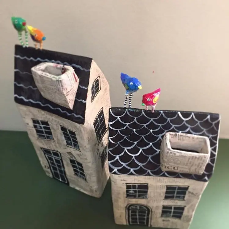 paper mache houses above