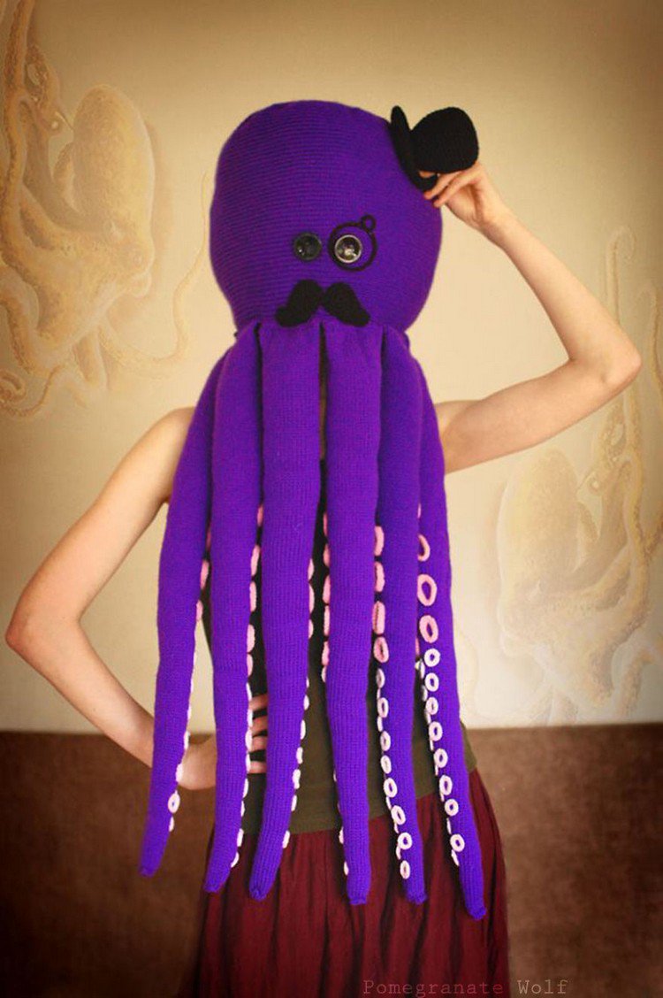 person purple octopus head