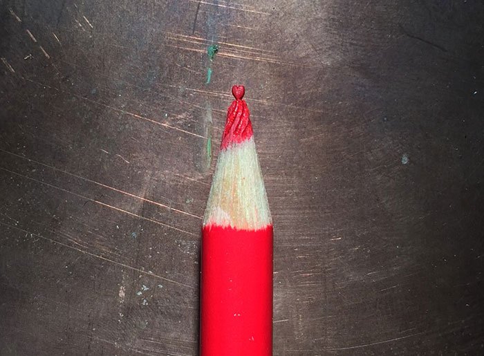 red heart pencil carving