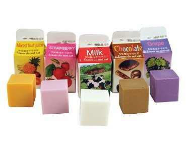 scented erasers in milk cartons flavours