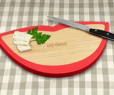 smile-shaped cutting board red