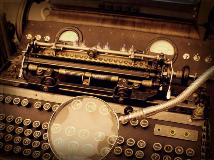 steampunk keyboard magnifying glass