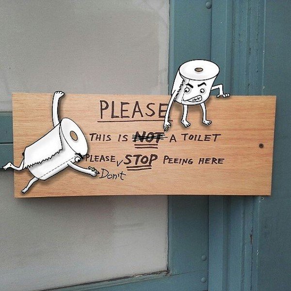 toilet rolls sign