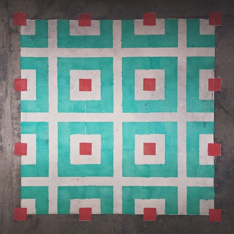 turquoise red squares