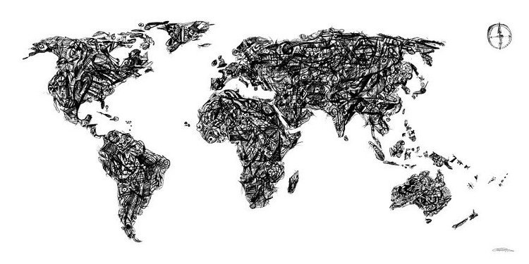 world map doodles