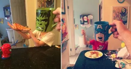 Dad Turns Kids Into Superheroes With Coffee Mugs