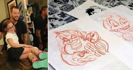 Tattoo Artist Customize 8 Year Olds Leg Braces Disney Style