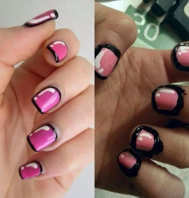 black pink nail fail