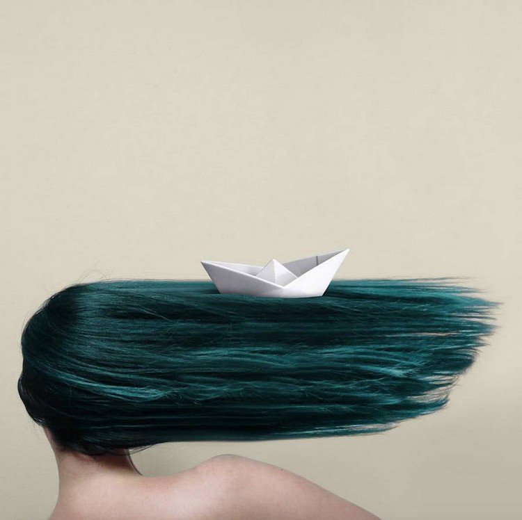 blue hair boat