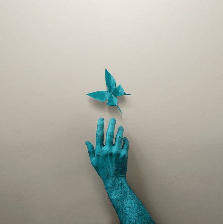 blue hand butterfly