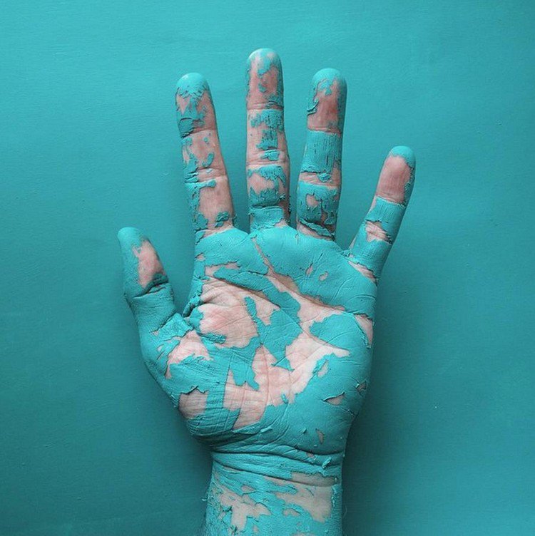 blue paint hand