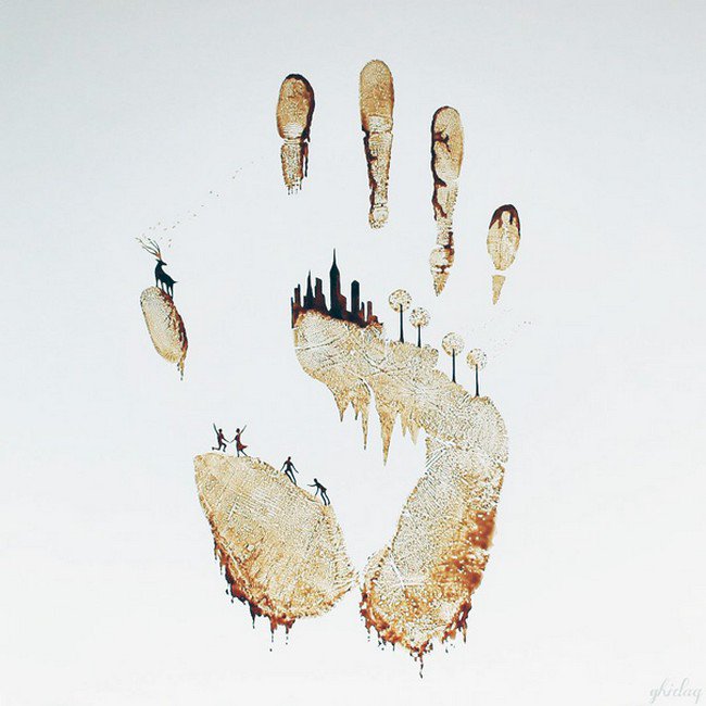 coffee handprint painting