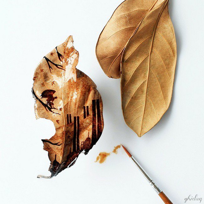 coffee leaves painting