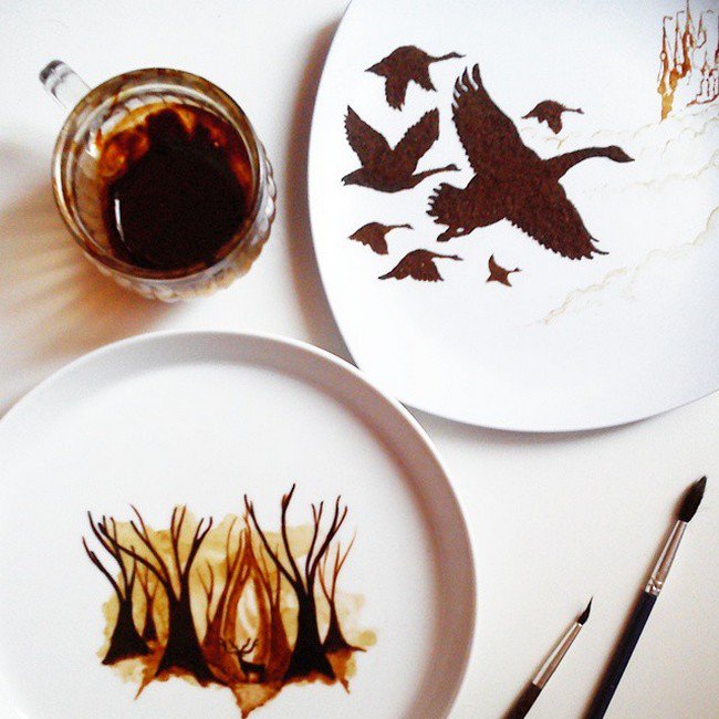 coffee plate paintings