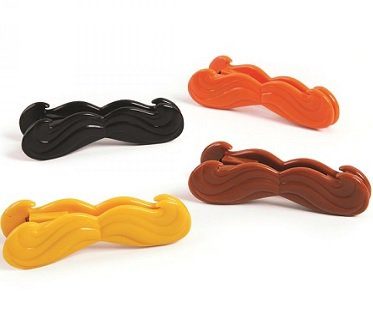 mustache chip bag clips colours