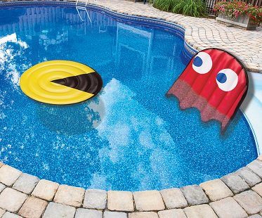 pac-man and ghost pool floats