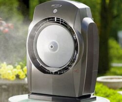 portable misting fan grey