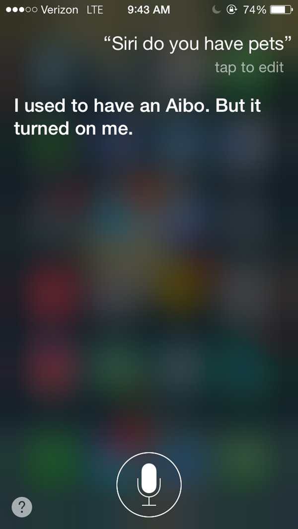 siri snarky answers aibo