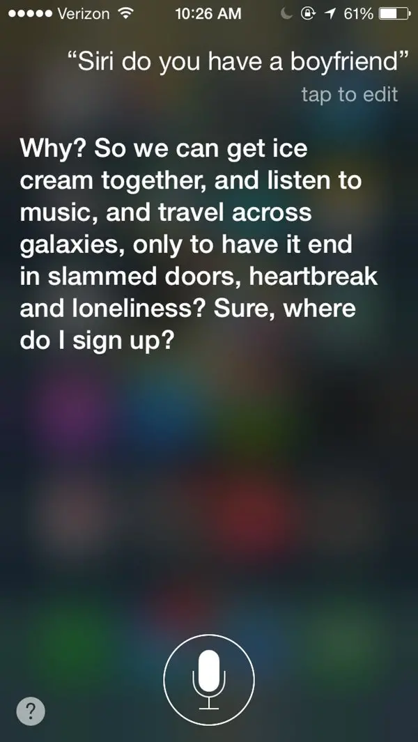 siri snarky answers boyfriend