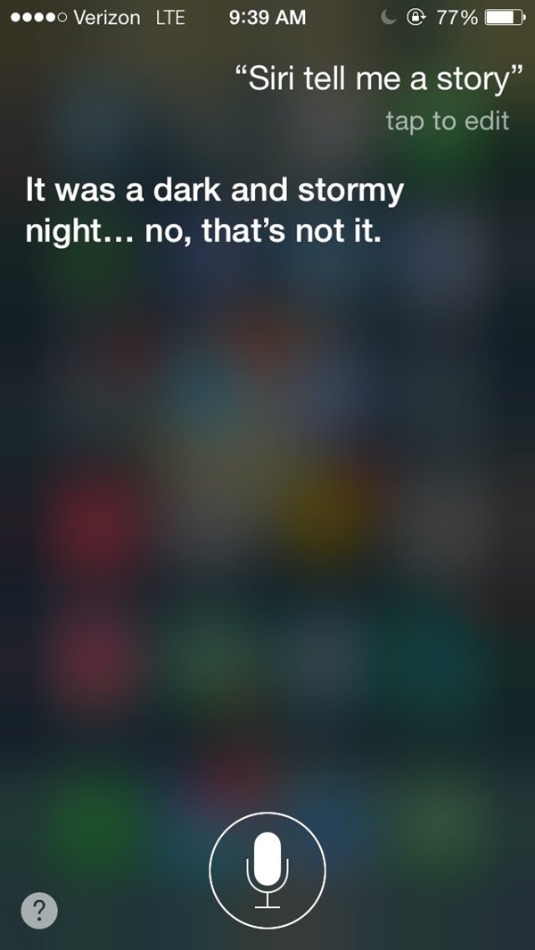 siri snarky answers dark and stormy