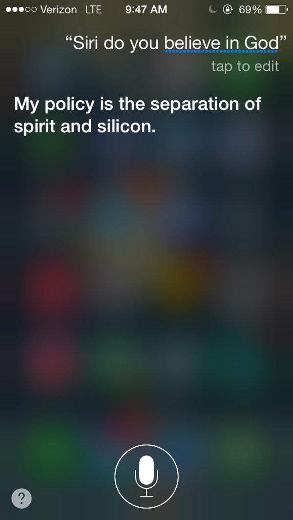 siri snarky answers god